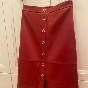 TED BAKER FAUX LEATHER KNEE LENGTH SKIRT